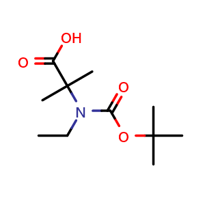 Chemical structure of 2-[Boc-(ethyl)amino]-2-methylpropanoic acid , CAS 1341494-10-7, AChemBlock T97980