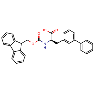 Chemical structure of (R)-a-(Fmoc-amino)-[1,1'-biphenyl]-3-propanoic acid , CAS 1260602-10-5, AChemBlock T97982