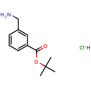 Chemical structure of tert-Butyl 3-(aminomethyl)benzoate hydrochloride , CAS 1221931-26-5, AChemBlock T97984