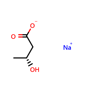 Chemical structure of Sodium (R)-3-hydroxybutanoate , CAS 13613-65-5, AChemBlock T97992