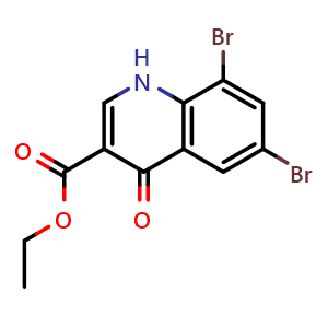 Chemical structure of ethyl 6,8-dibromo-1,4-dihydro-4-oxoquinoline-3-carboxylate , CAS 1708499-03-9, AChemBlock T98006