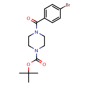 Chemical structure of tert-butyl 4-(4-bromobenzoyl)piperazine-1-carboxylate , CAS 867333-30-0, AChemBlock T98030