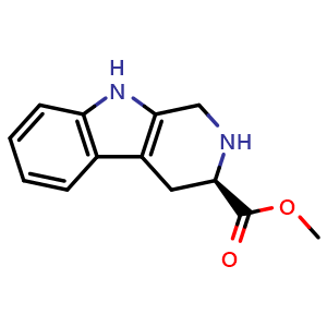 Chemical structure of (R)-methyl 2,3,4,9-tetrahydro-1H-pyrido[3,4-b]indole-3-carboxylate , CAS 81075-61-8, AChemBlock T98031