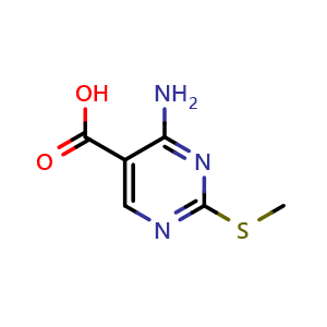 Chemical structure of 4-Amino-2-(methylthio)pyrimidine-5-carboxylic acid , CAS 771-81-3, AChemBlock T98033