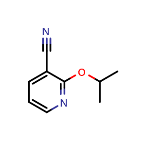 Chemical structure of 2-propan-2-yloxypyridine-3-carbonitrile , CAS 75424-70-3, AChemBlock T98034