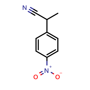 Chemical structure of 2-(4-Nitrophenyl)propanenitrile , CAS 50712-63-5, AChemBlock T98047