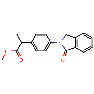 Chemical structure of methyl 2-(4-(1-oxoisoindolin-2-yl)phenyl)propanoate , CAS 50712-44-2, AChemBlock T98048