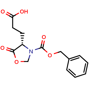Chemical structure of (4S)-5-Oxo-3-Cbz-4-oxazolidinepropanoic acid , CAS 23632-67-9, AChemBlock T98063