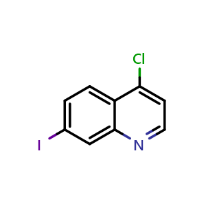 Chemical structure of 4-Chloro-7-iodoquinoline , CAS 22200-50-6, AChemBlock T98065