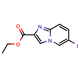 Chemical structure of Ethyl 6-iodoimidazo[1,2-a]pyridine-2-carboxylate , CAS 214958-32-4, AChemBlock T98067