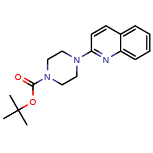 Chemical structure of tert-butyl 4-quinolin-2-ylpiperazine-1-carboxylate , CAS 890709-17-8, AChemBlock T98098