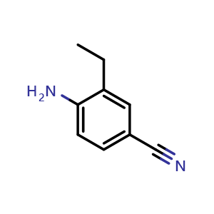 Chemical structure of 4-Amino-3-ethylbenzonitrile , CAS 170230-87-2, AChemBlock T98122