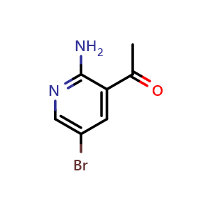 Chemical structure of 1-(2-amino-5-bromo-3-pyridyl)ethanone , CAS 1196154-61-6, AChemBlock T98190