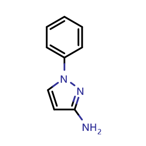 Chemical structure of 1-phenyl-1H-pyrazol-3-amine , CAS 1128-56-9, AChemBlock T98196