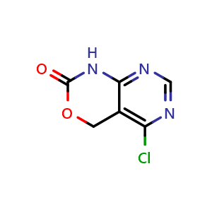 Chemical structure of 5-chloro-1,4-dihydro-2H-pyrimido[4,5-d][1,3]oxazin-2-one , CAS 2411639-51-3, AChemBlock T98201