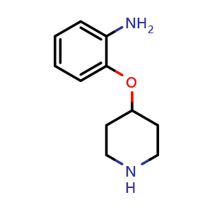 Chemical structure of 2-(piperidin-4-yloxy)benzenamine , CAS 1311315-67-9, AChemBlock T98210