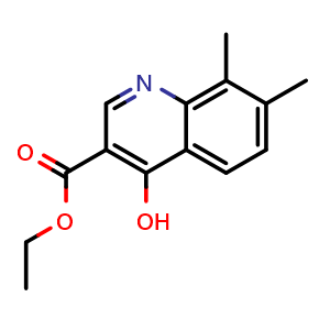 Chemical structure of ethyl 4-hydroxy-7,8-dimethylquinoline-3-carboxylate , CAS 53164-33-3, AChemBlock T98211
