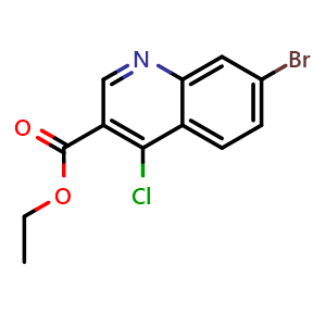 Chemical structure of Ethyl 4-chloro-7-broMoquinoline-3-carboxylate , CAS 206257-41-2, AChemBlock T98217