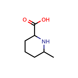 Chemical structure of 6-Methylpiperidine-2-carboxylic acid , CAS 99571-58-1, AChemBlock T98252