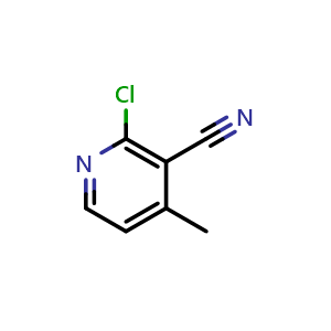 Chemical structure of 2-Chloro-4-methylnicotinonitrile , CAS 65169-38-2, AChemBlock T98264