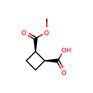 Chemical structure of (1S,2R)-2-methoxycarbonylcyclobutanecarboxylic acid , CAS 88335-88-0, AChemBlock T98291