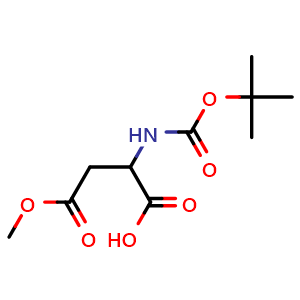 Chemical structure of 2-(tert-butoxycarbonylamino)-4-methoxy-4-oxobutanoic acid , CAS 856417-64-6, AChemBlock T98305