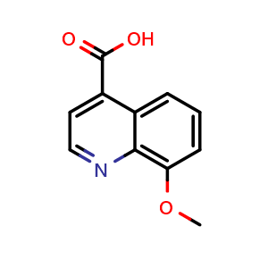 Chemical structure of 8-methoxyquinoline-4-carboxylic acid , CAS 1092288-64-6, AChemBlock T98317
