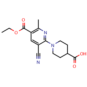 1-(3-cyano-5-(ethoxycarbonyl)-6-methylpyridin-2-yl)piperidine-4-carboxylic acid