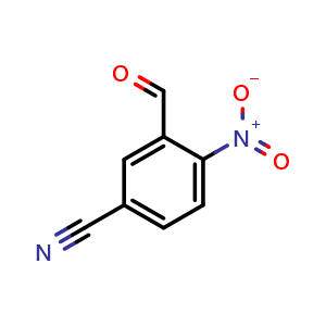 Chemical structure of 3-Formyl-4-nitrobenzonitrile , CAS 90178-82-8, AChemBlock T98342