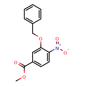 Chemical structure of methyl 4-nitro-3-phenylmethoxybenzoate , CAS 209528-69-8, AChemBlock T98363