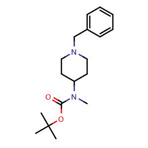 Chemical structure of tert-butyl (1-benzylpiperidin-4-yl)methylcarbamate , CAS 173340-23-3, AChemBlock T98366