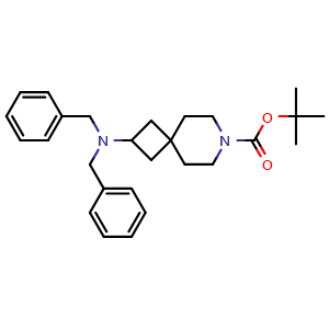 Chemical structure of tert-butyl 2-(dibenzylamino)-7-azaspiro[3.5]nonane-7-carboxylate , CAS 2411640-01-0, AChemBlock T98379