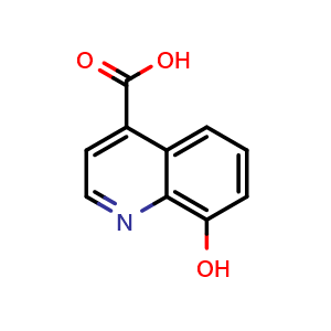 Chemical structure of 8-Hydroxy-quinoline-4-carboxylic acid , CAS 55698-67-4, AChemBlock T98380