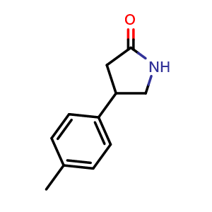 Chemical structure of 4-(p-tolyl)pyrrolidin-2-one , CAS 55656-95-6, AChemBlock T98390