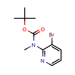 Chemical structure of tert-butyl (3-bromopyridin-2-yl)methylcarbamate , CAS 2411640-51-0, AChemBlock T98414