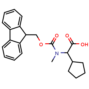 Chemical structure of a-(N-Fmoc-N-methylamino)cyclopentaneacetic acid , CAS 1700533-56-7, AChemBlock T98423
