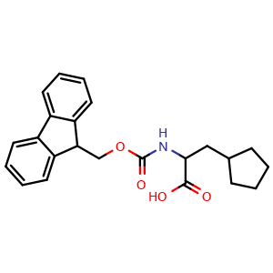 Chemical structure of a-(Fmoc-amino)cyclopentanepropanoic acid , CAS 1219422-04-4, AChemBlock T98429