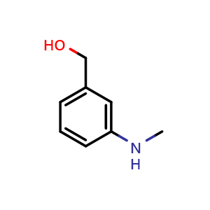 Chemical structure of 3-(Methylamino)benzenemethanol , CAS 121562-78-5, AChemBlock T98430