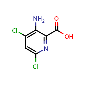 Chemical structure of 3-AMino-4,6-dichloropicolinic acid , CAS 1073182-87-2, AChemBlock T98455