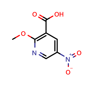 Chemical structure of 2-Methoxy-5-nitronicotinic acid , CAS 1020635-54-4, AChemBlock T98464