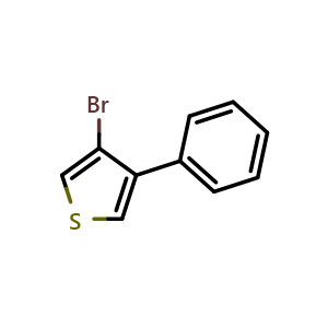 Chemical structure of 3-Bromo-4-phenylthiophene , CAS 23062-41-1, AChemBlock T98465