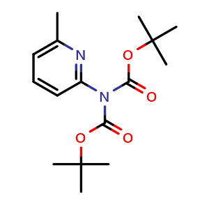 Chemical structure of di(tert-butyl) 6-methyl-2-pyridinylimidodicarbonate , CAS 888322-04-1, AChemBlock T98467