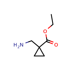 Chemical structure of ethyl 1-(aminomethyl)cyclopropanecarboxylate , CAS 400840-94-0, AChemBlock T98470