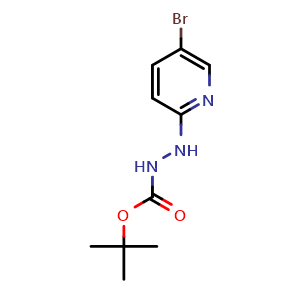 Chemical structure of tert-butyl 2-(5-bromopyridin-2-yl)hydrazine-1-carboxylate , CAS 1613051-12-9, AChemBlock T98474