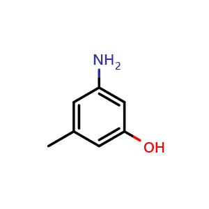 Chemical structure of 3-Amino-5-methylphenol , CAS 76619-89-1, AChemBlock T98480