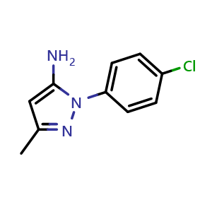 Chemical structure of 2-(4-chlorophenyl)-5-methylpyrazol-3-amine , CAS 40401-39-6, AChemBlock T98489