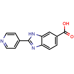 Chemical structure of 2-(Pyridin-4-yl)-1H-benzo[d]imidazole-6-carboxylic acid , CAS 316833-32-6, AChemBlock T98494