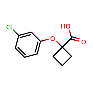 Chemical structure of 1-(3-chlorophenoxy)cyclobutanecarboxylic acid , CAS 1252672-57-3, AChemBlock T98519