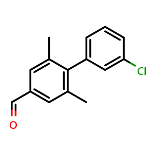 Chemical structure of 3'-Chloro-2,6-dimethyl-[1,1'-biphenyl]-4-carbaldehyde , CAS 2271442-90-9, AChemBlock T98528