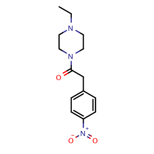 Chemical structure of 1-(4-ethylpiperazin-1-yl)-2-(4-nitrophenyl)ethanone , CAS 546107-39-5, AChemBlock T98537